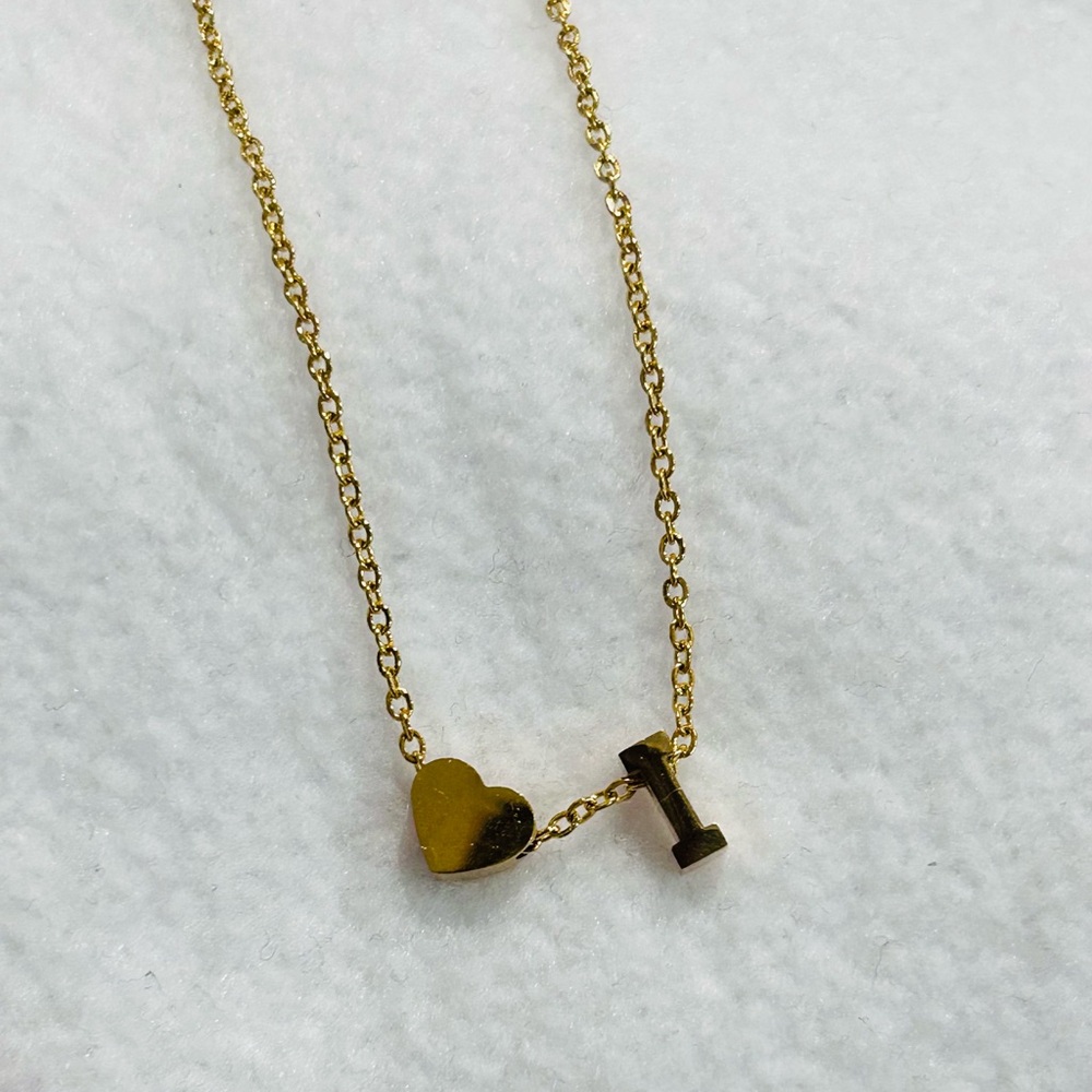 Chic Gold Heart and Initial Necklace